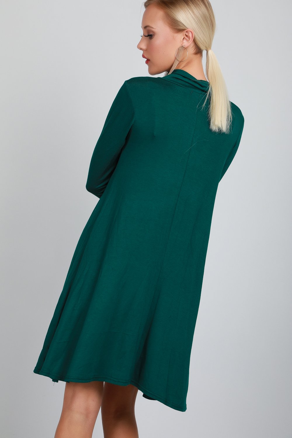 Elsie Polo Neck Long Sleeve Flared Swing Dress