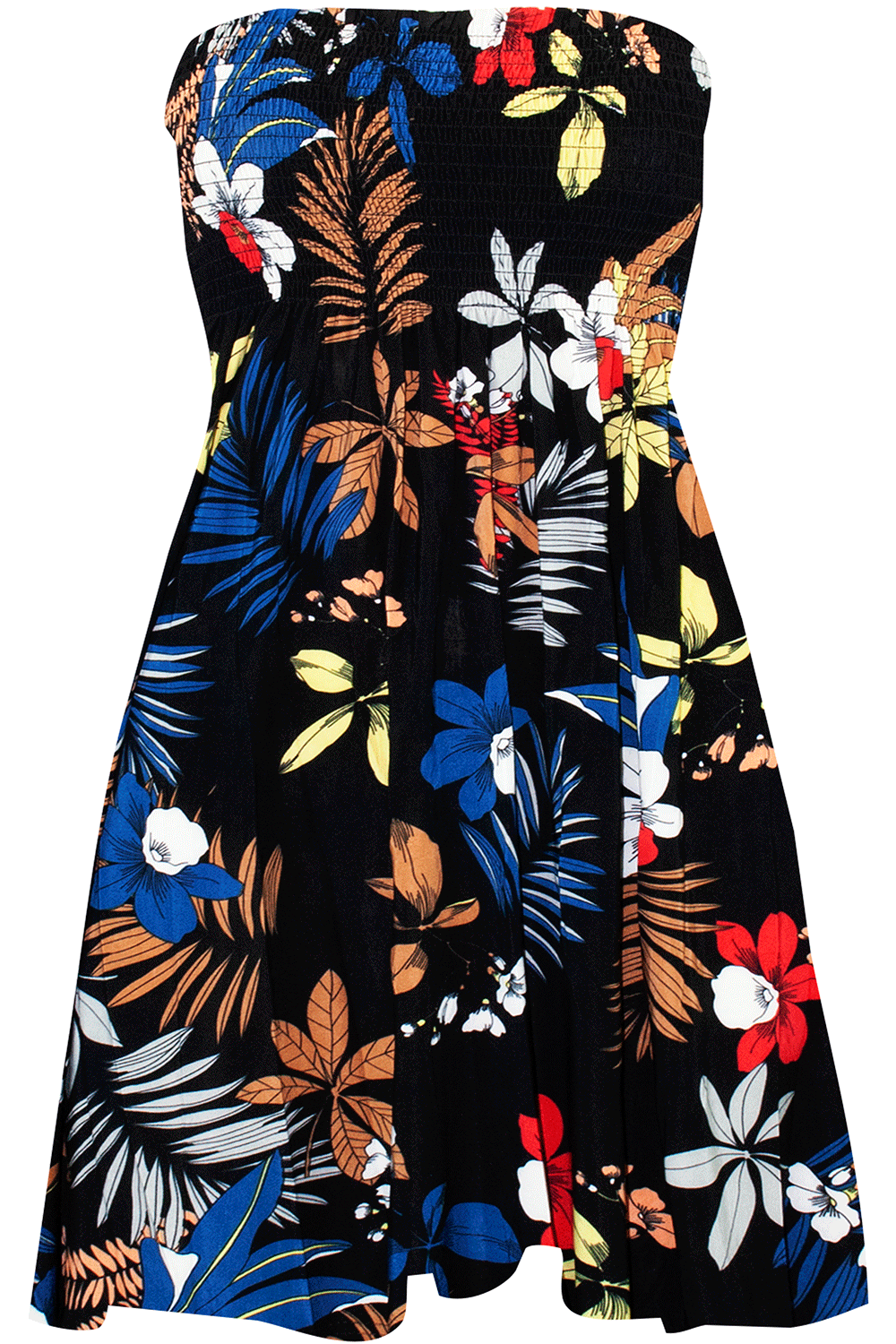 Sheered Bardot Red Floral Mini Swing Dress