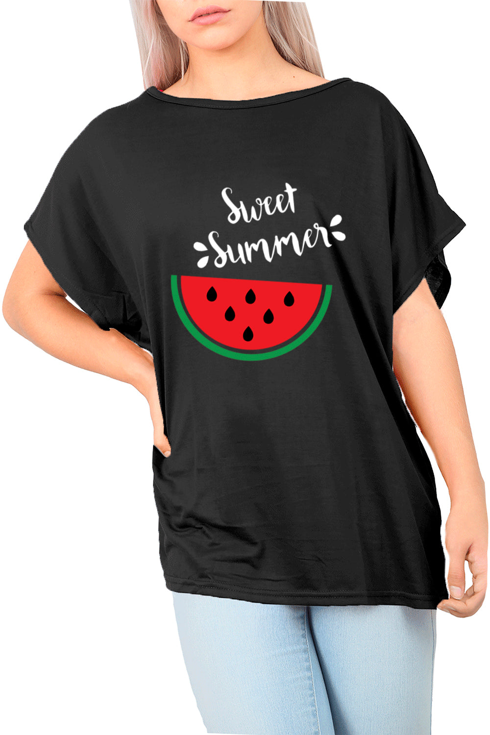 Skyla Sweet Summer Printed Batwing One Shoulder Top