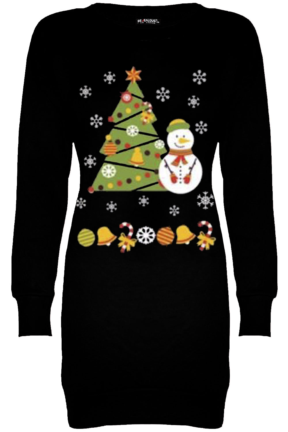 Festive Print Christmas Jumper Dress - bejealous-com