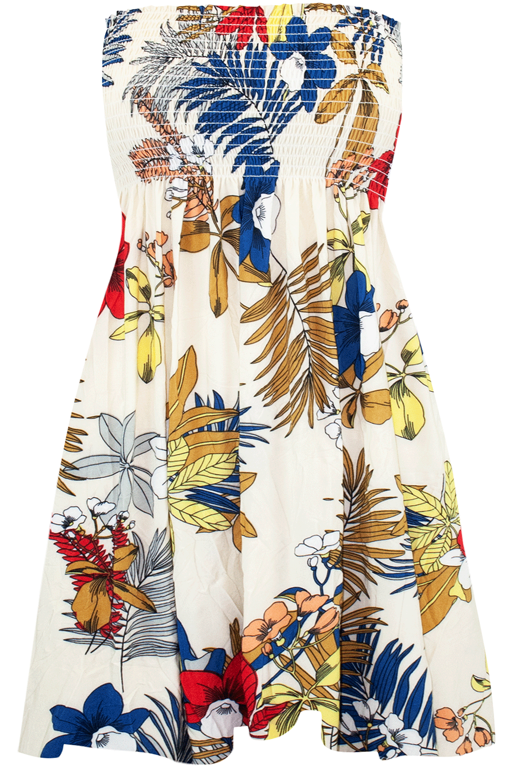 Sheered Bardot Red Floral Mini Swing Dress