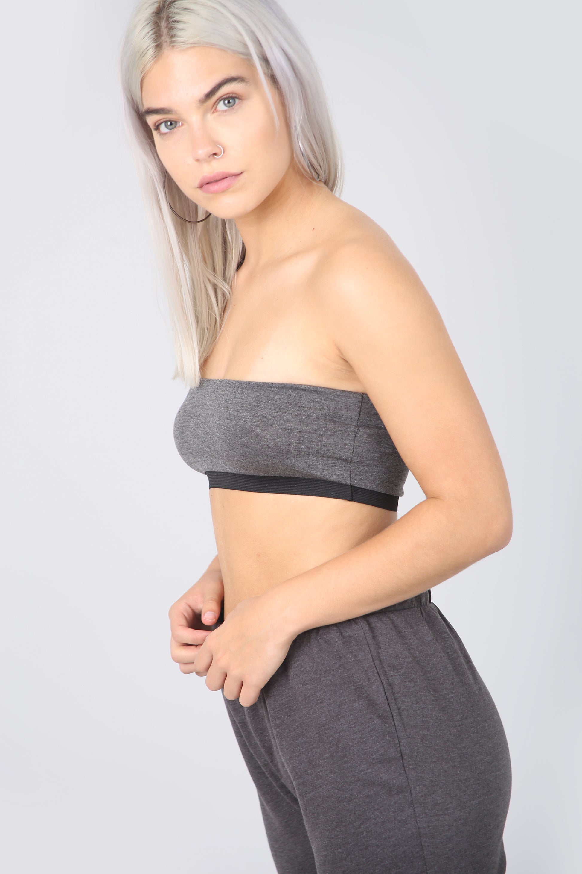 Basic Jersey Black Bandeau Crop Top - bejealous-com