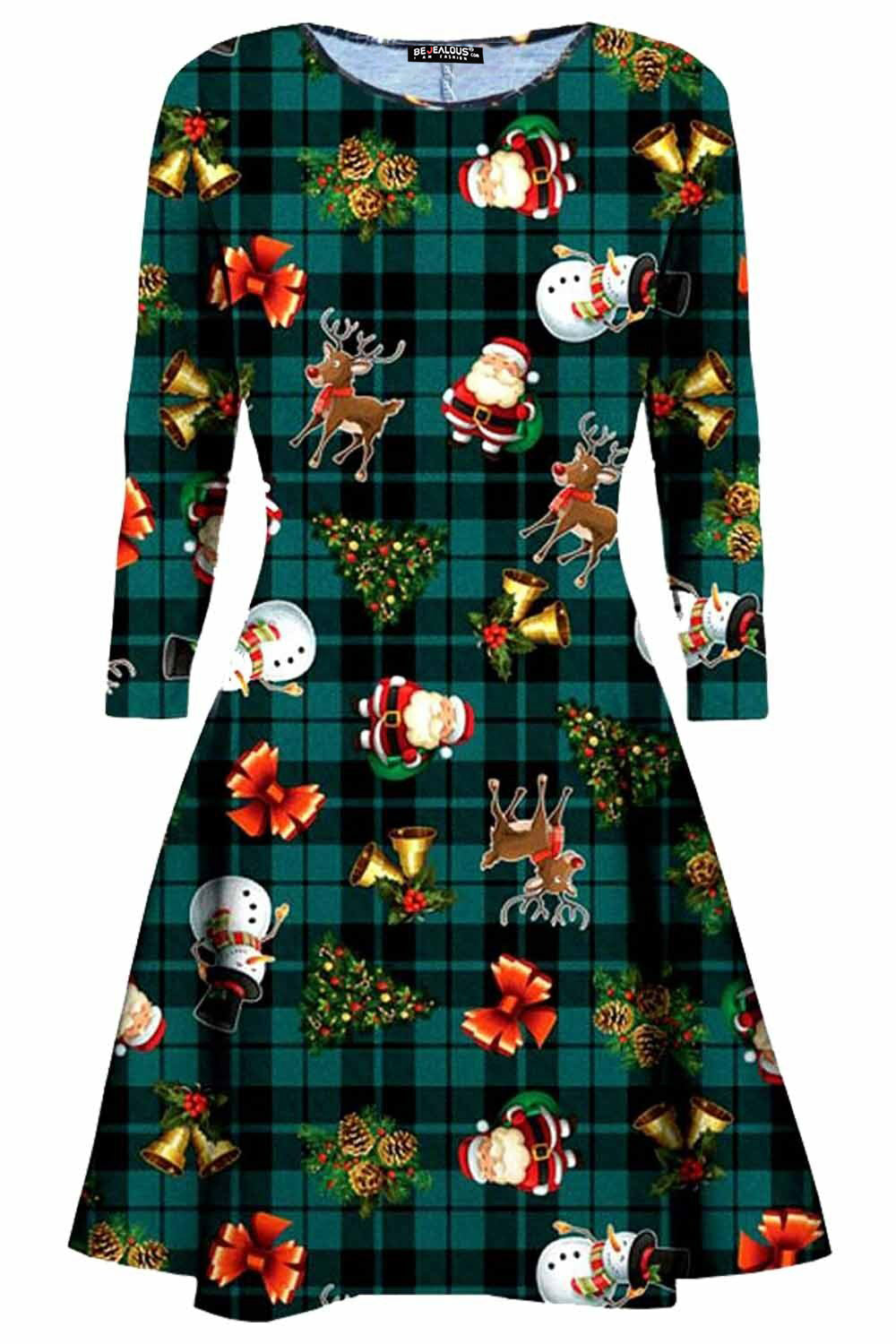 Emilia Long Sleeve Christmas Print Swing Dress