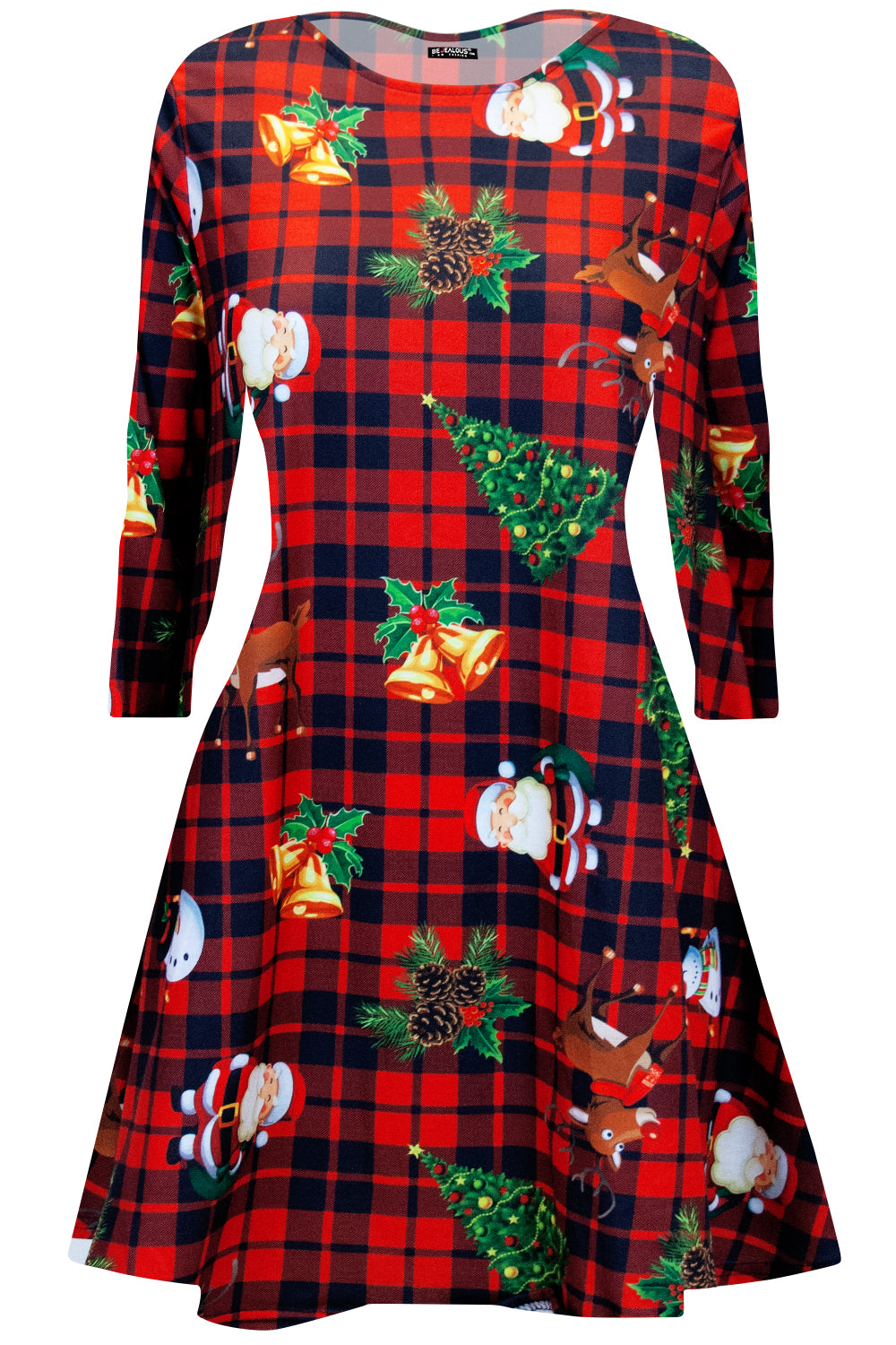 Emilia Long Sleeve Christmas Print Swing Dress
