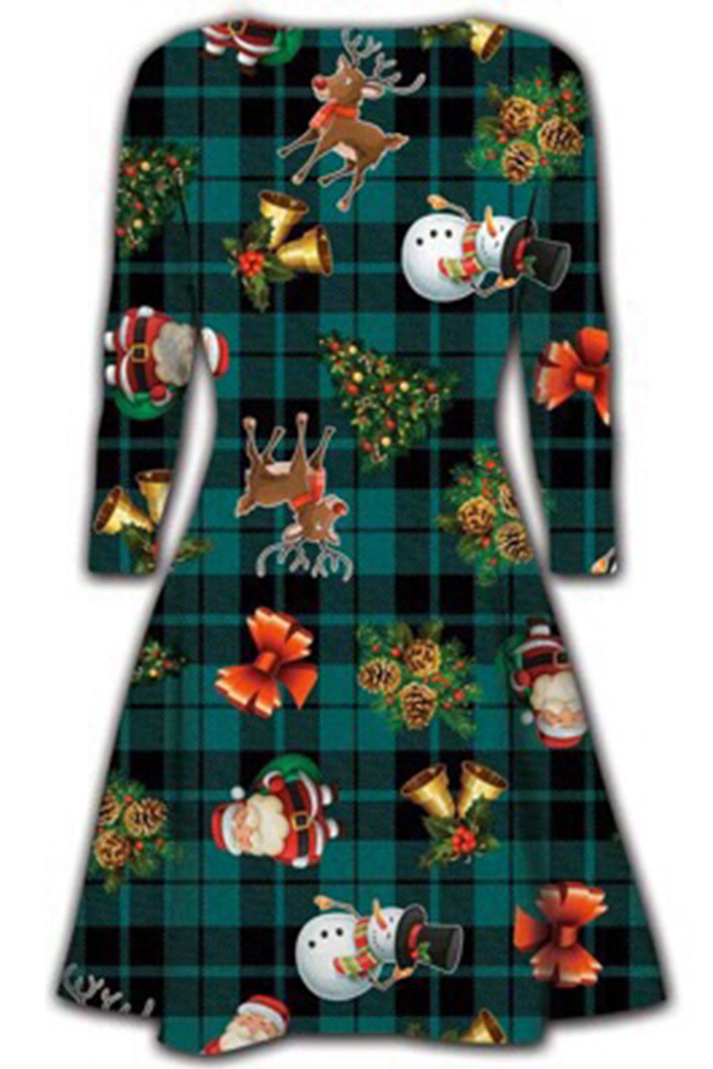 Emilia Long Sleeve Christmas Print Swing Dress