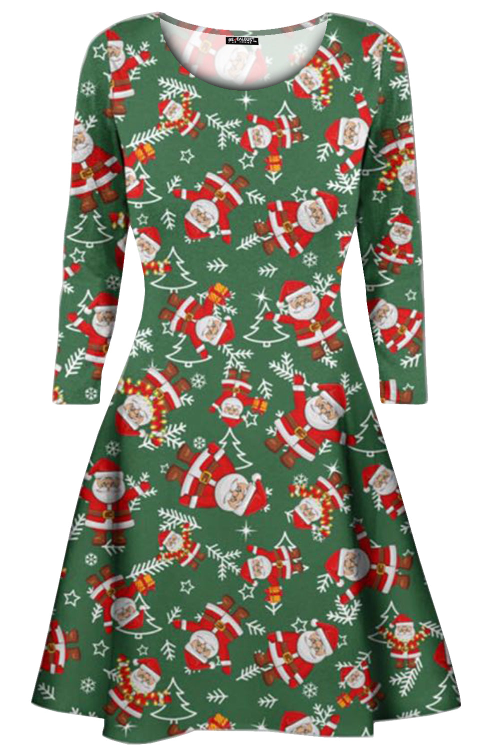 Lily Long Sleeve Christmas Print Swing Dress
