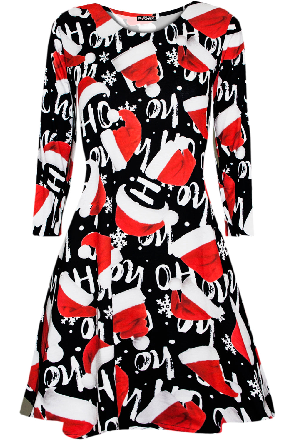 Lily Long Sleeve Christmas Print Swing Dress