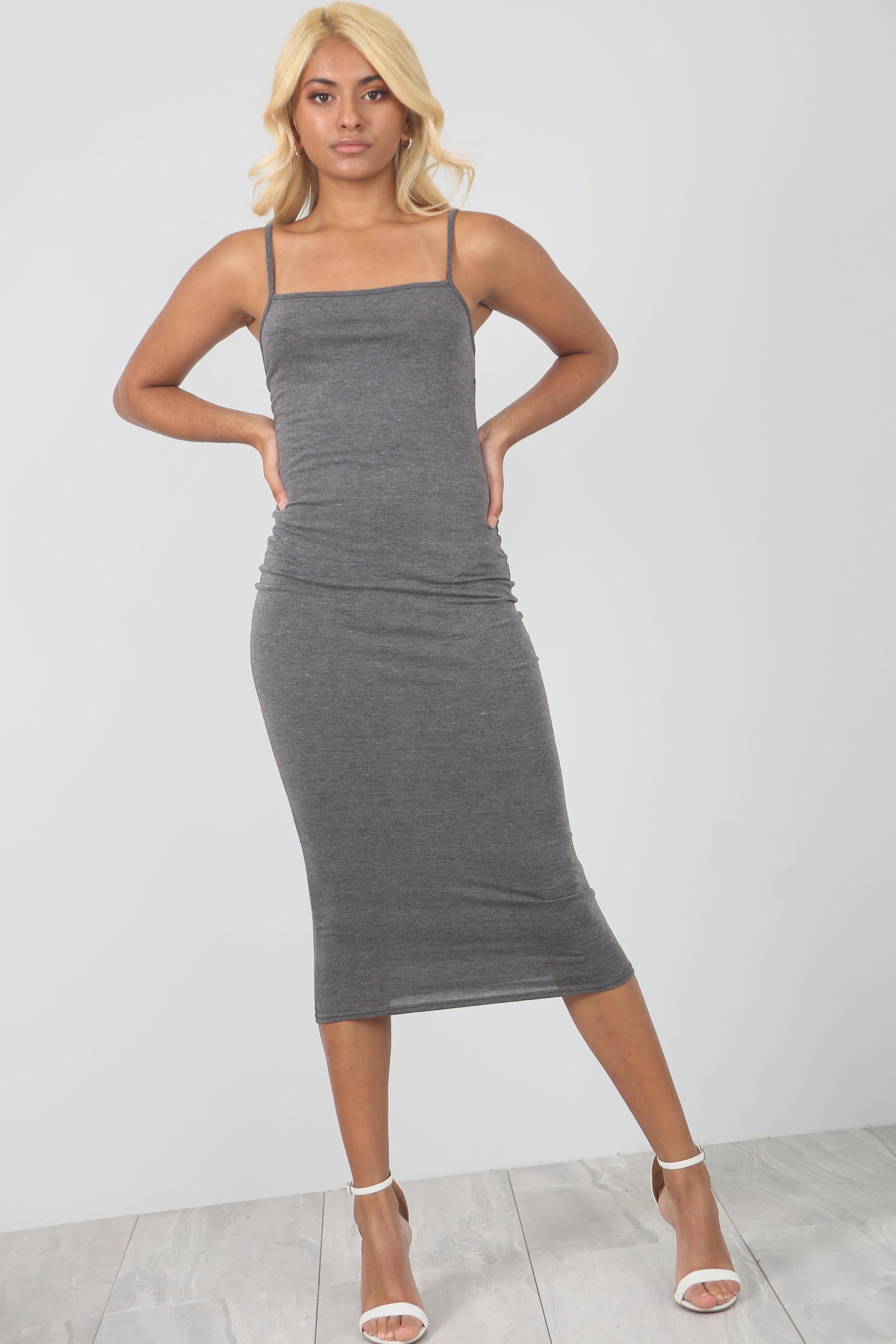 Strappy Basic White Midi Bodycon Dress - bejealous-com