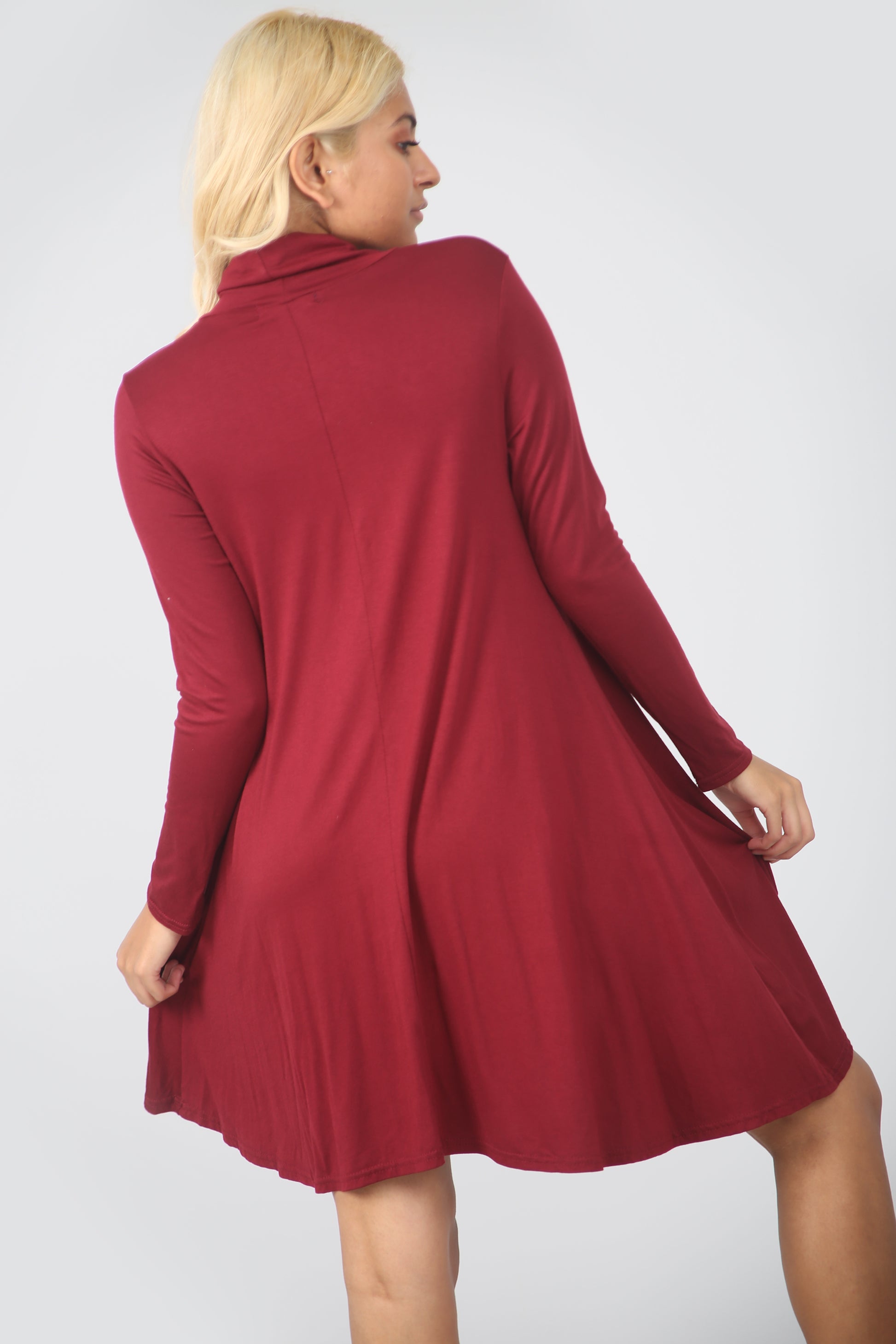 Elsie Polo Neck Long Sleeve Flared Swing Dress