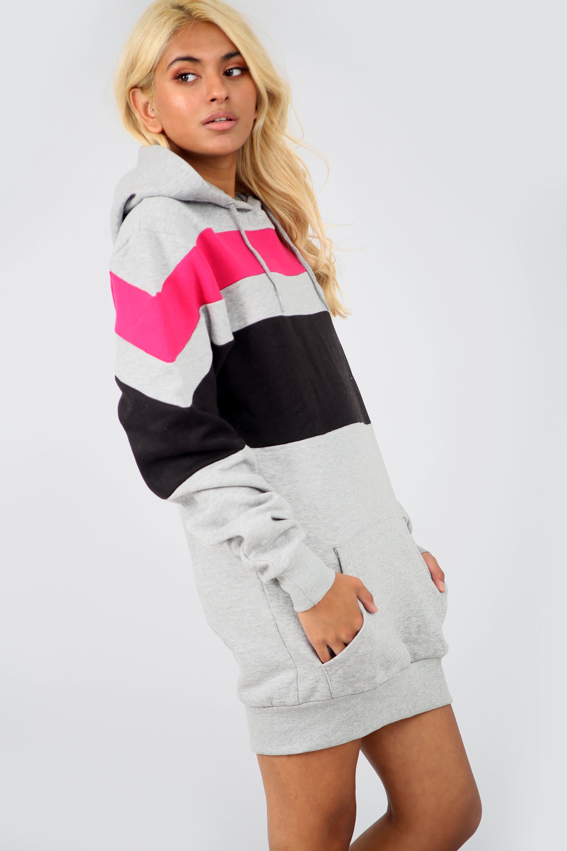 Long Sleeve Striped Sweatshirt Dress - bejealous-com