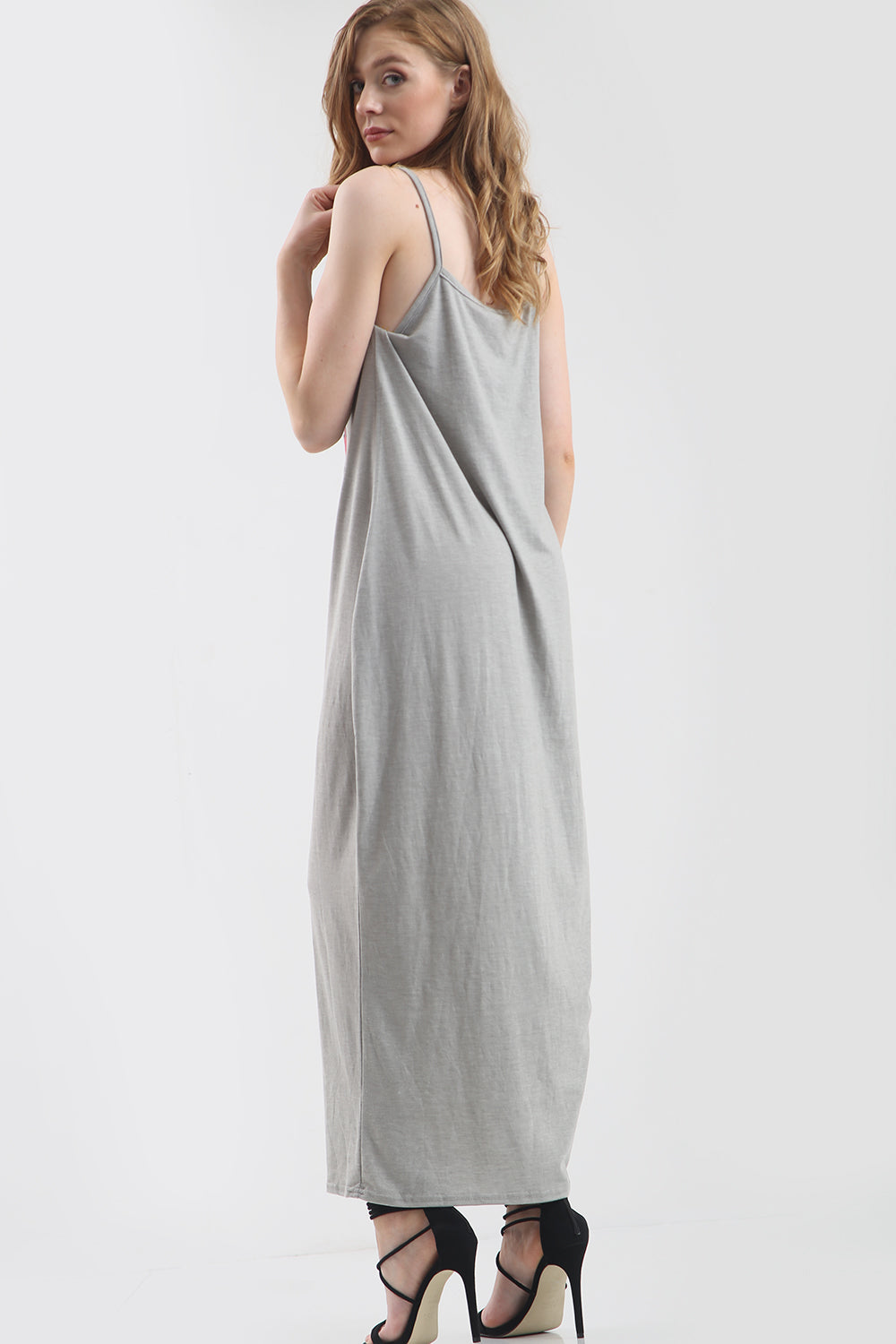 Strappy Black Rainbow Graphic Print Maxi Dress