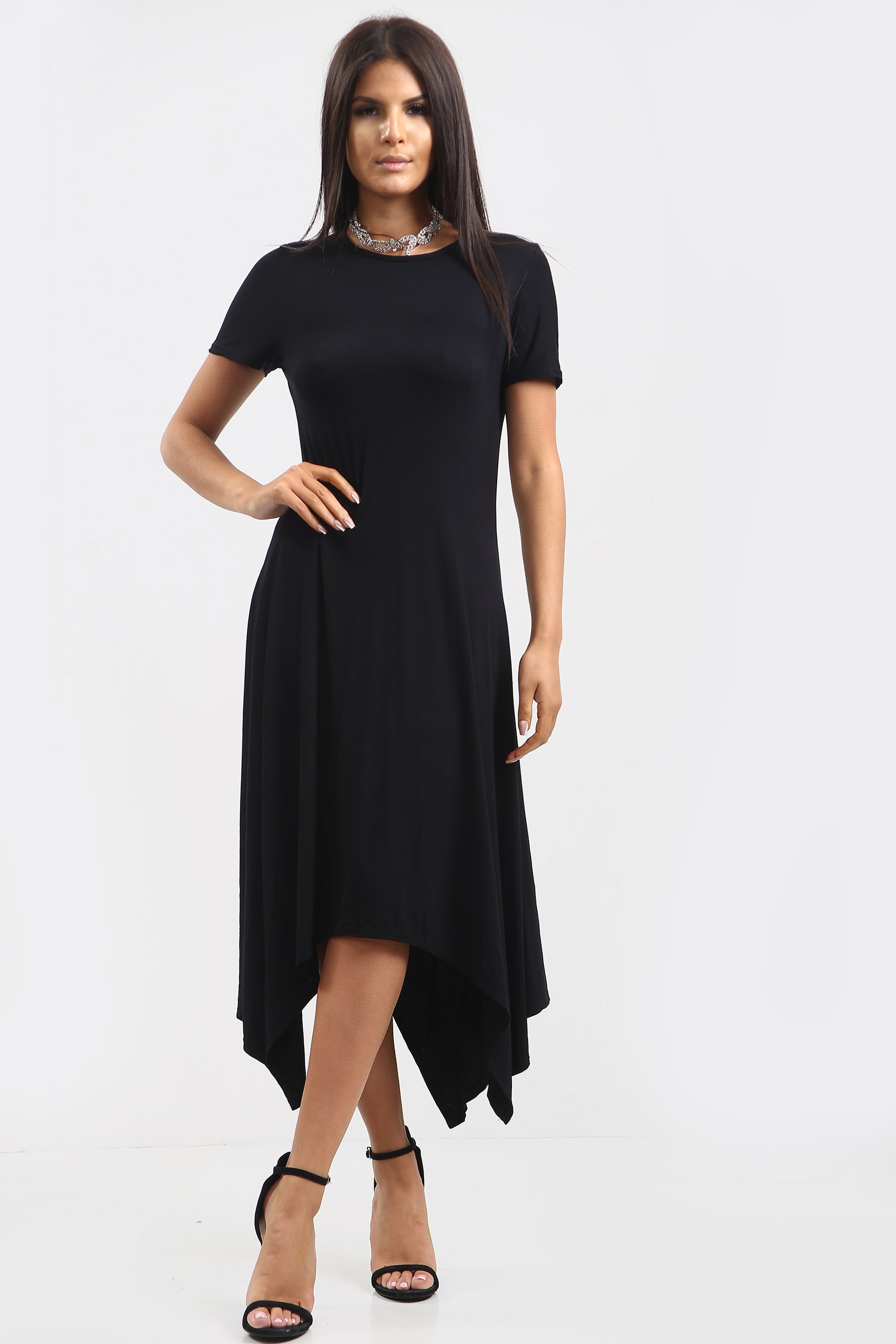 Chloe Hanky Hem Stretchy Swing Midi Dress