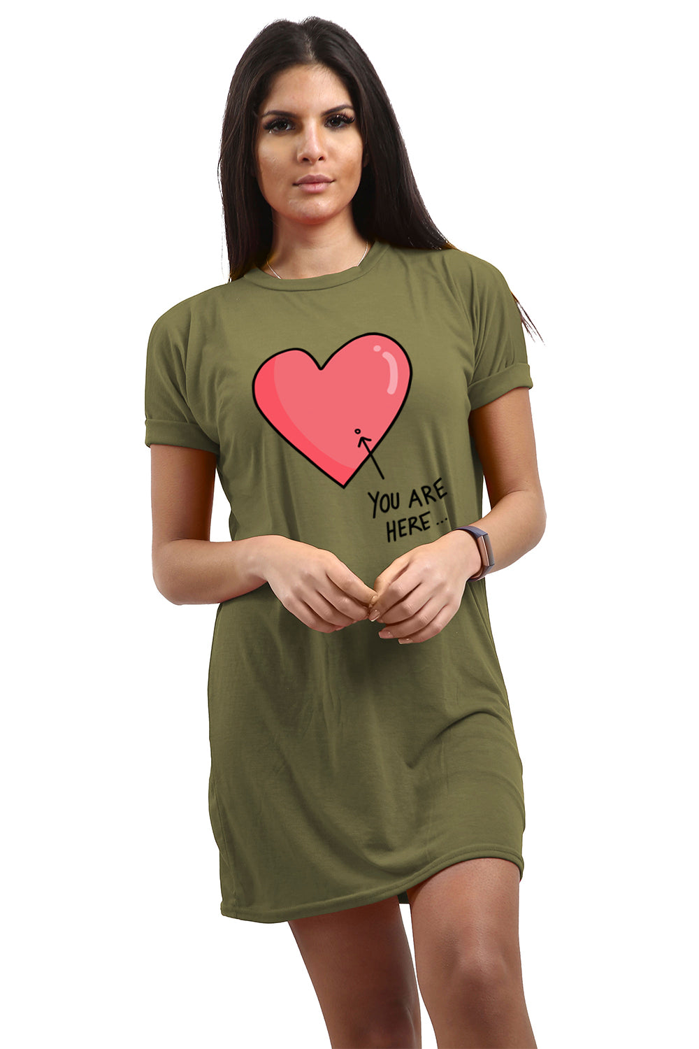 Dani You Are Here Heart Tunic T Shirt Dress