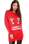 Merry Christmas Reindeer Print Red Jumper - bejealous-com