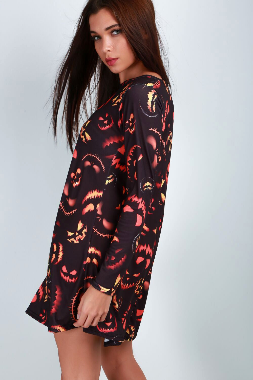 Long Sleeve Pumpkin Halloween Dress - bejealous-com