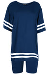 Ava Stripes Cycling T-Shirt Shorts Co-ord Set