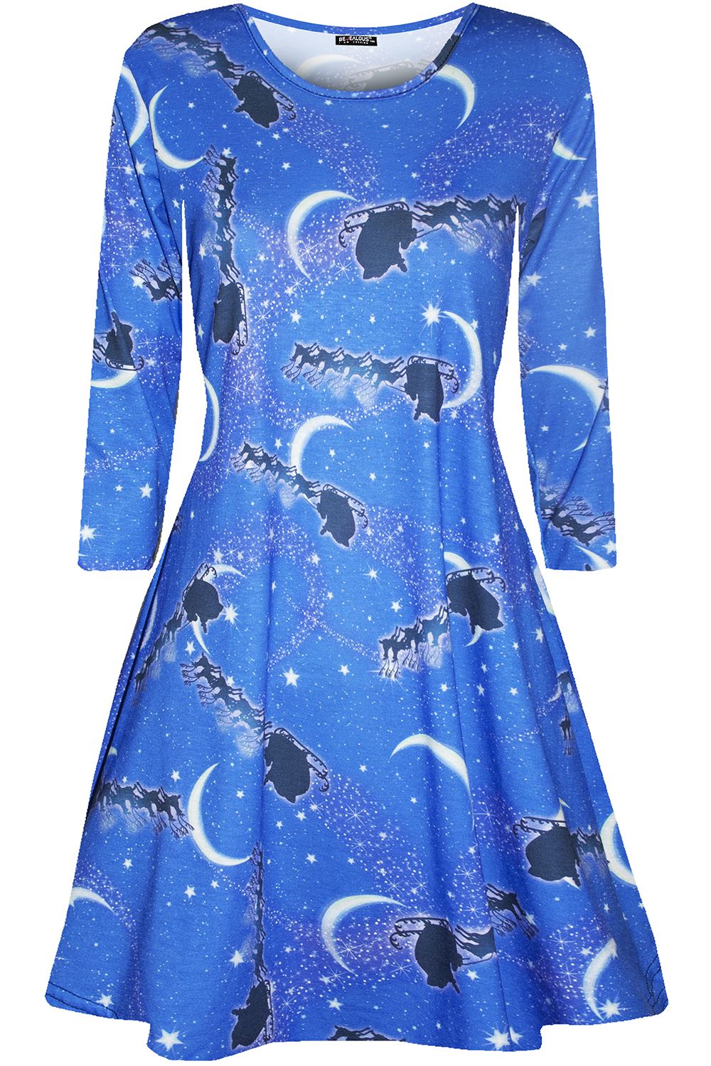 Lily Long Sleeve Christmas Print Swing Dress