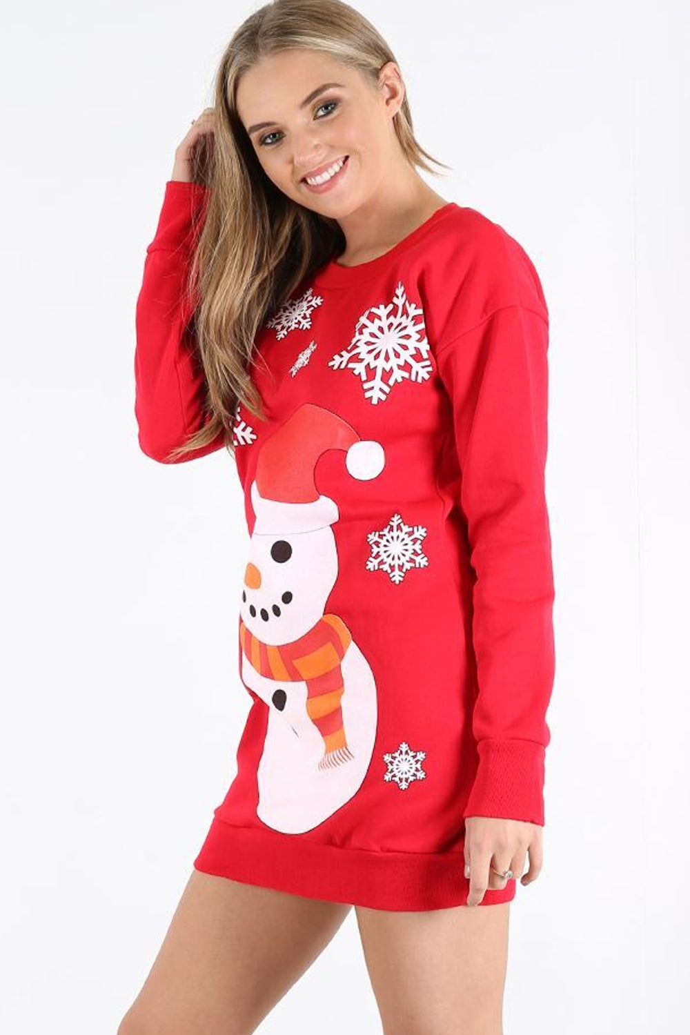 Long Sleeve Snowman Print Jumper Dress - bejealous-com