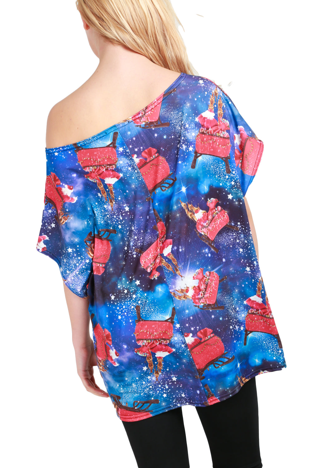 Mia Christmas Sleigh Santa Hat Tree Baggy T Shirt