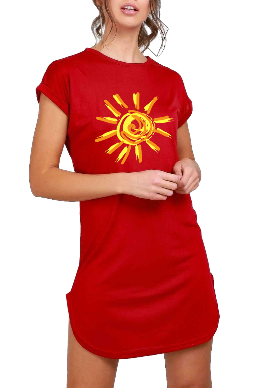 Ruth Sun Printed Curved Hem T Shirt Dress