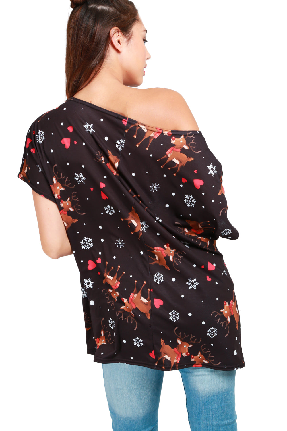 Mia Christmas Sleigh Santa Hat Tree Baggy T Shirt