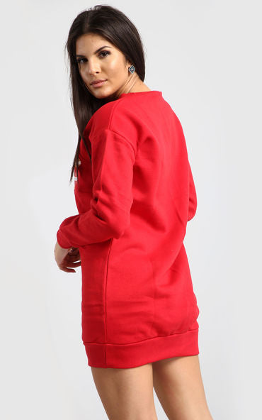 Long Sleeve Christmas Print Jumper Dress