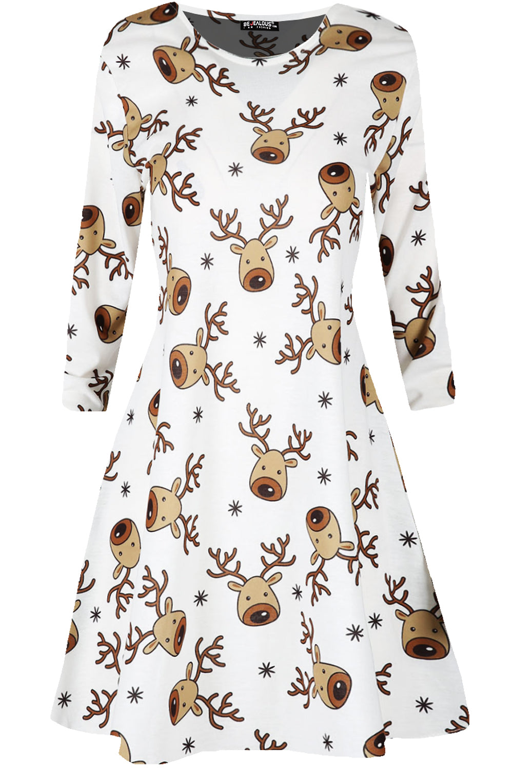Emily Long Sleeve Christmas Print Swing Dress