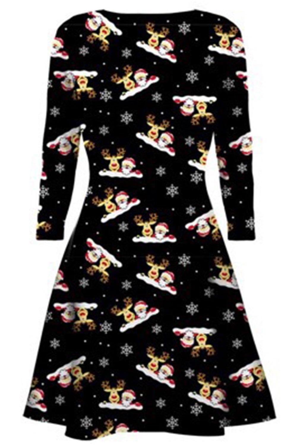 Emilia Long Sleeve Christmas Print Swing Dress