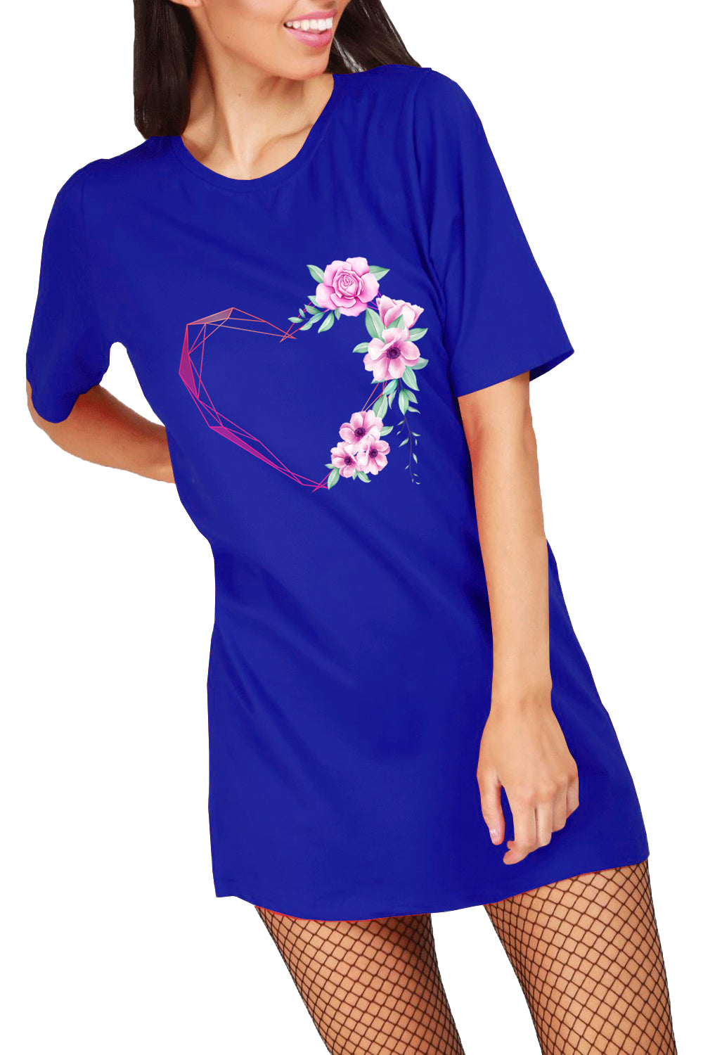Elora Floral Heart Oversized T Shirt Dress