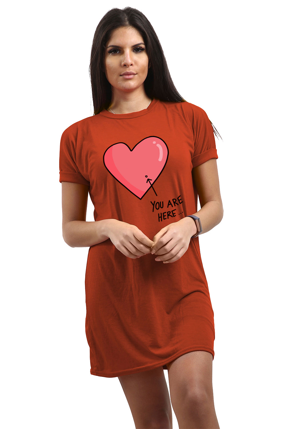 Dani You Are Here Heart Tunic T Shirt Dress