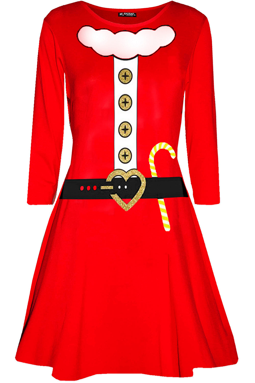 Long Sleeve Christmas Elf Red Dress