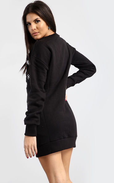 Long Sleeve Christmas Print Jumper Dress