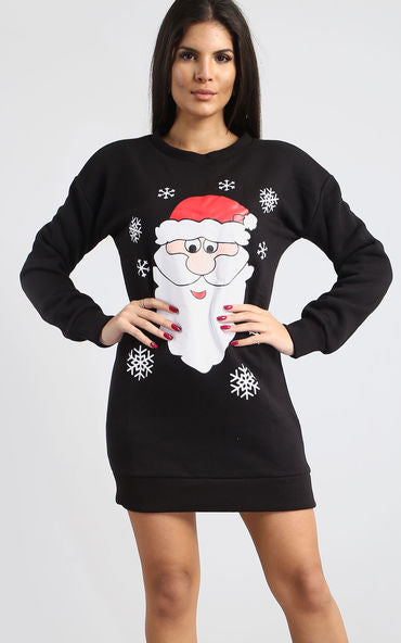 Long Sleeve Christmas Print Jumper Dress