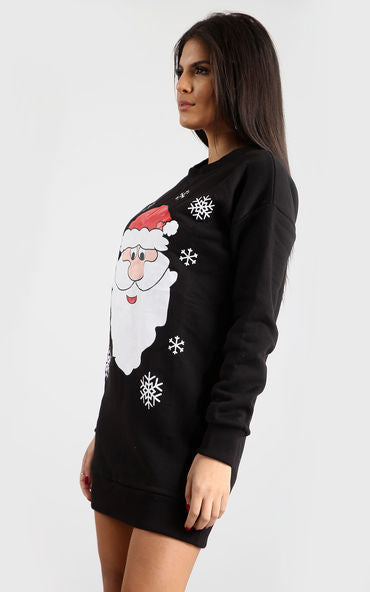 Long Sleeve Christmas Print Jumper Dress