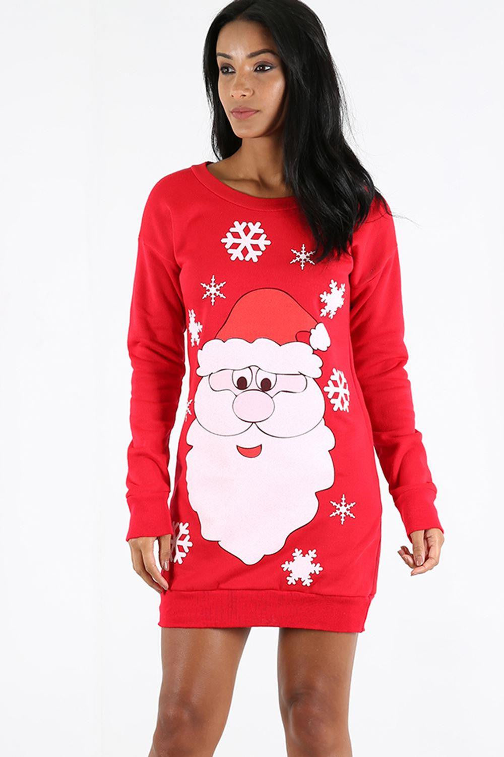 Long Sleeve Christmas Print Jumper Dress