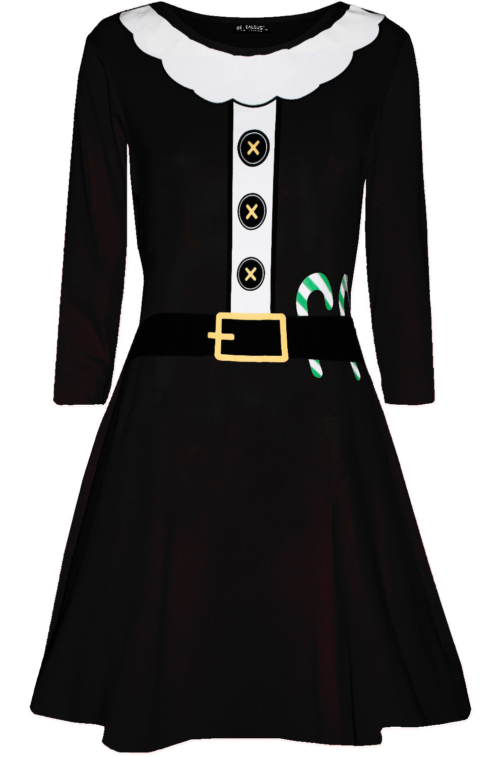 Long Sleeve Santa Costume Mini Dress - bejealous-com