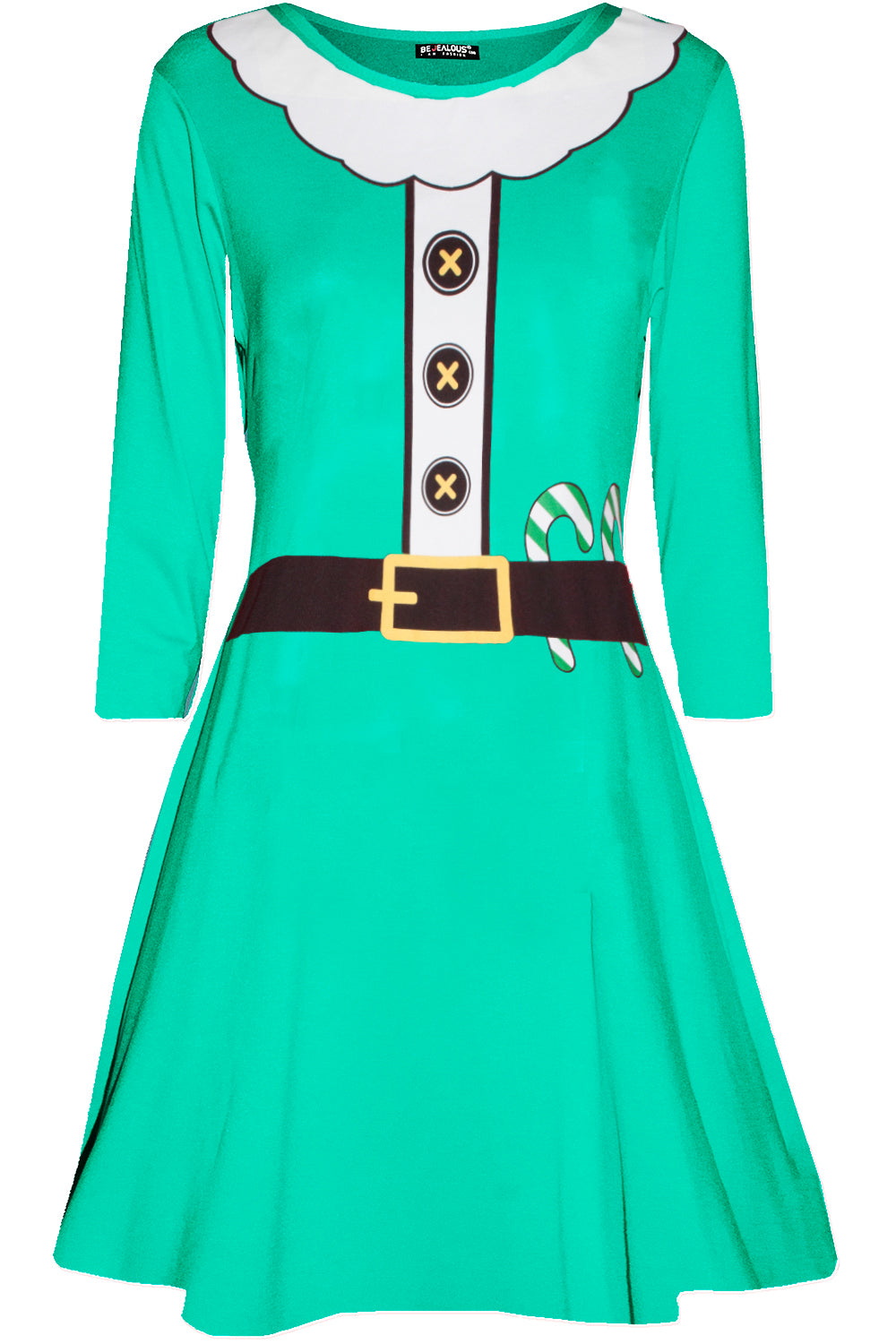 Long Sleeve Santa Costume Mini Dress - bejealous-com