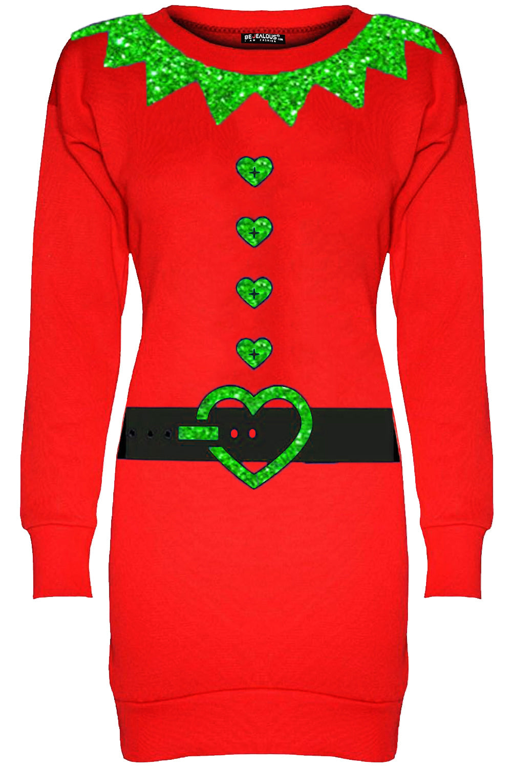 Long Sleeve Christmas Elf Jumper Dress - bejealous-com