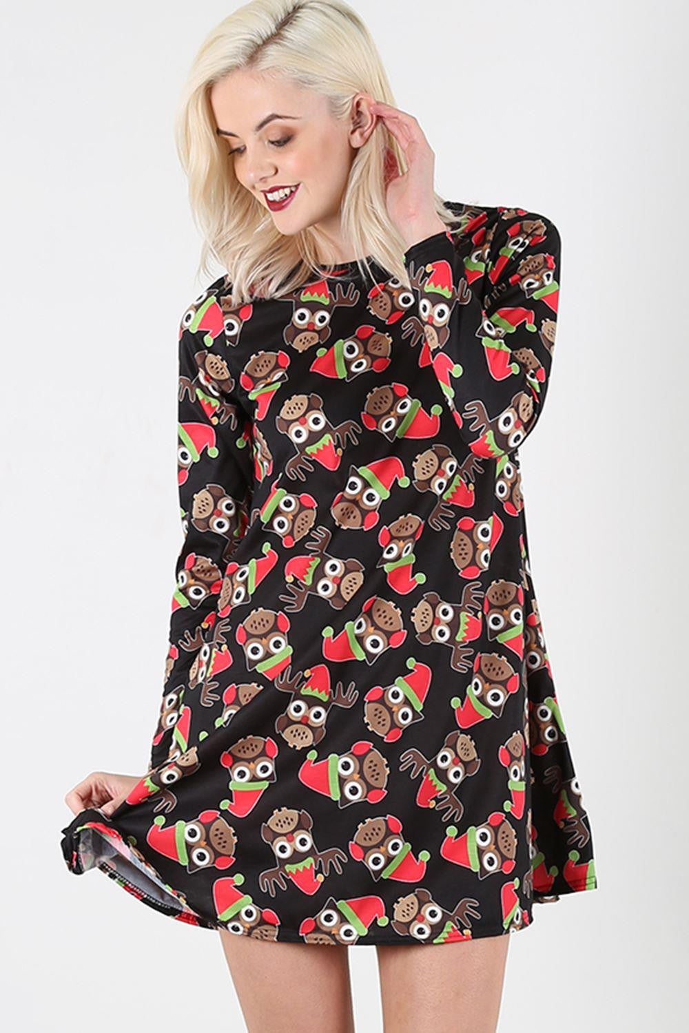 Ruby Long Sleeve Christmas Print Dress