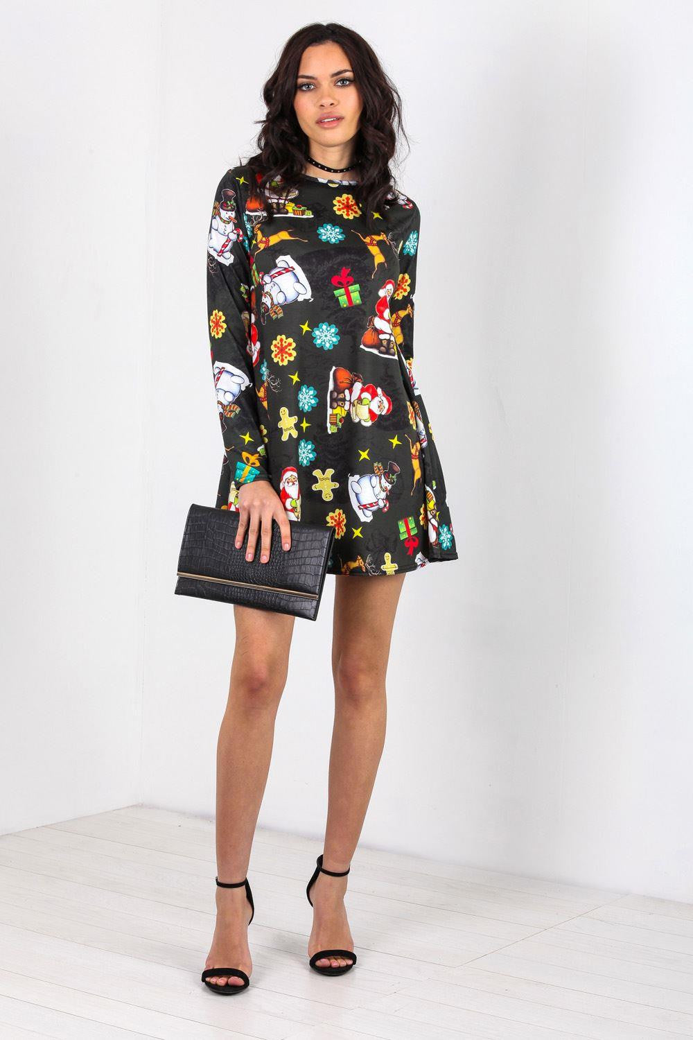 Ruby Long Sleeve Christmas Print Dress