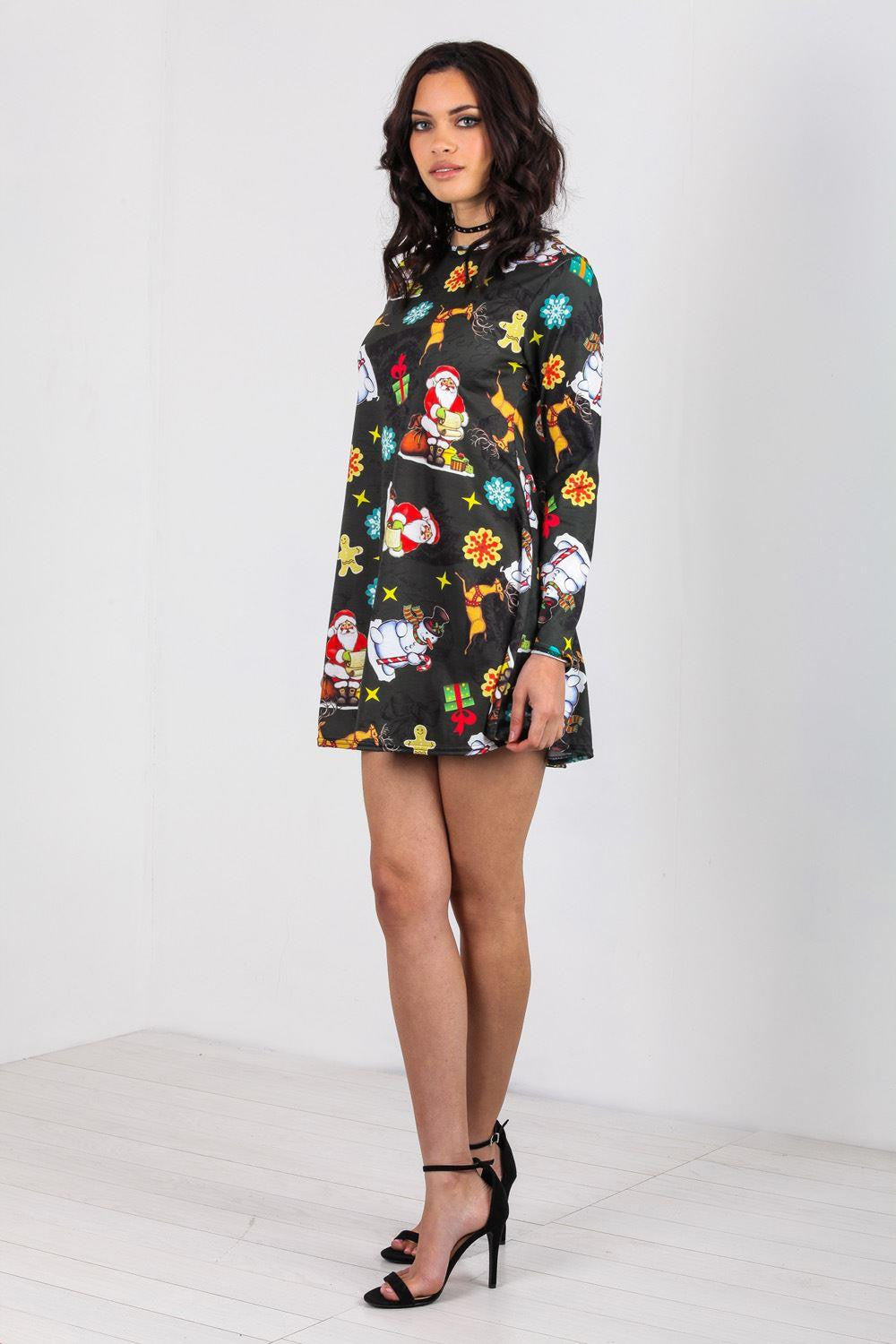 Ruby Long Sleeve Christmas Print Dress