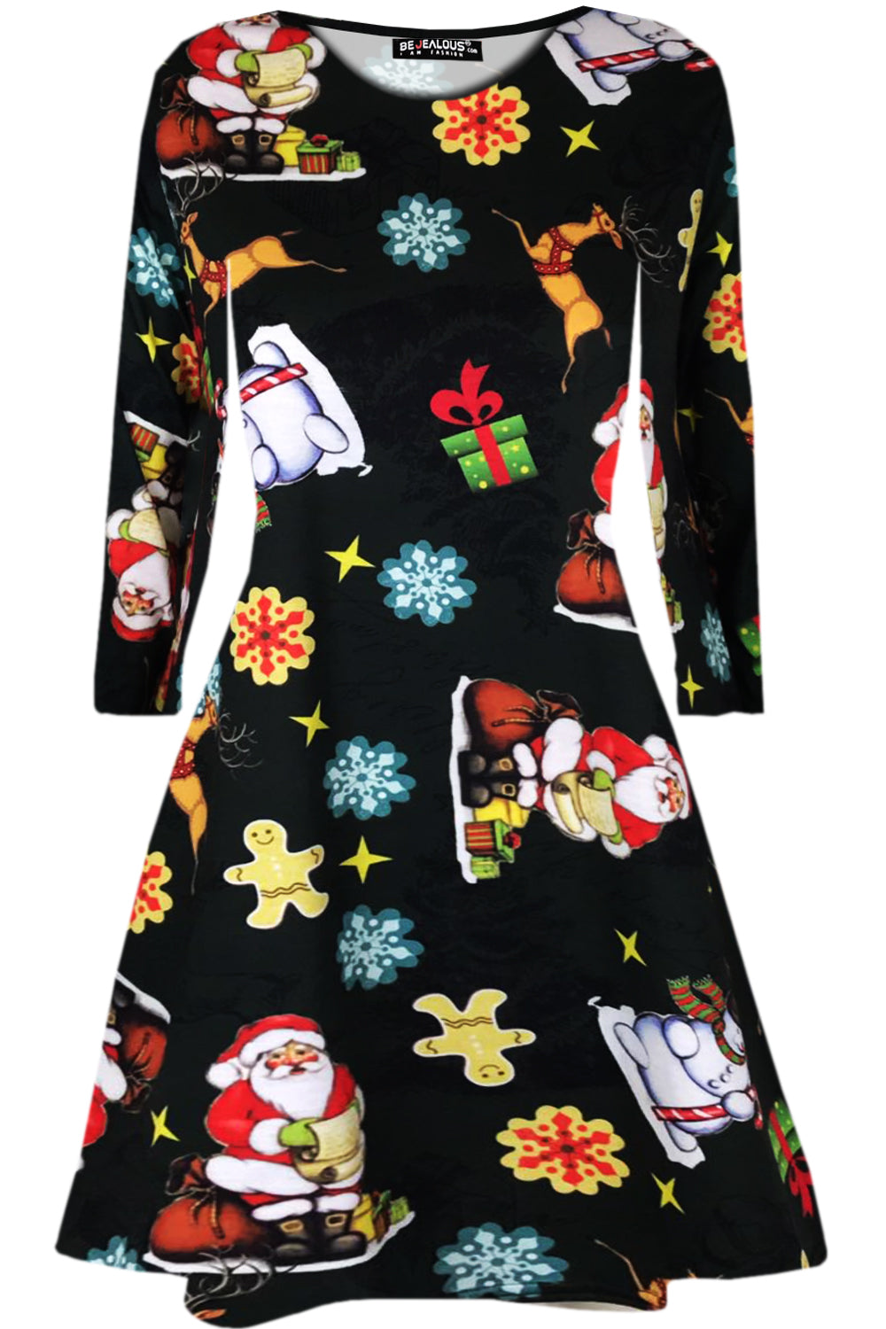 Ruby Long Sleeve Christmas Print Dress
