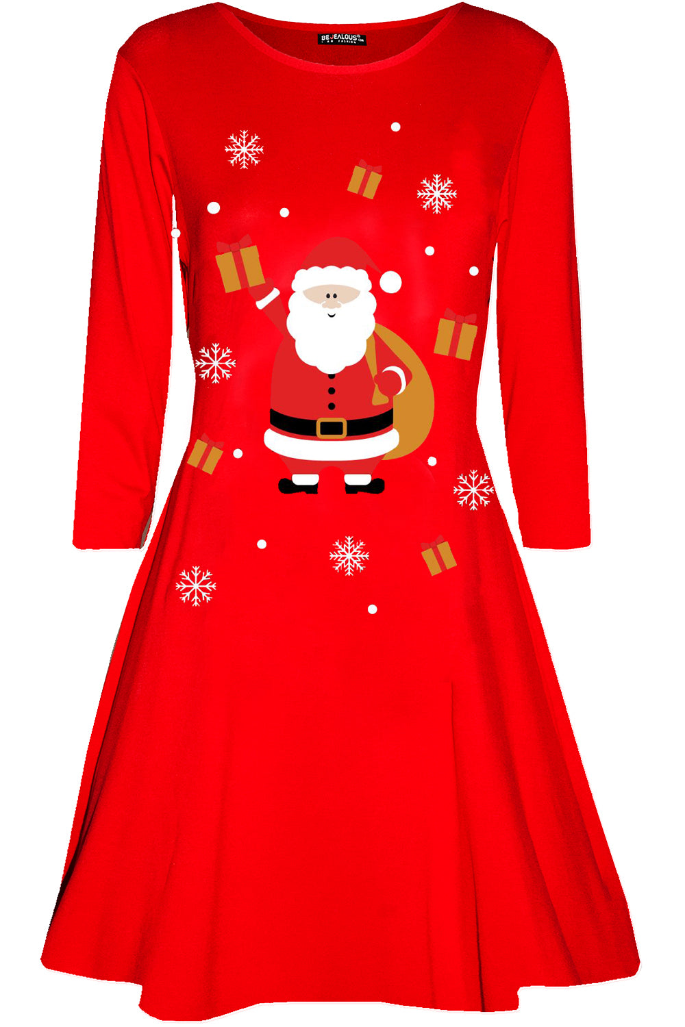 Christmas Santa Print Swing Dress - bejealous-com