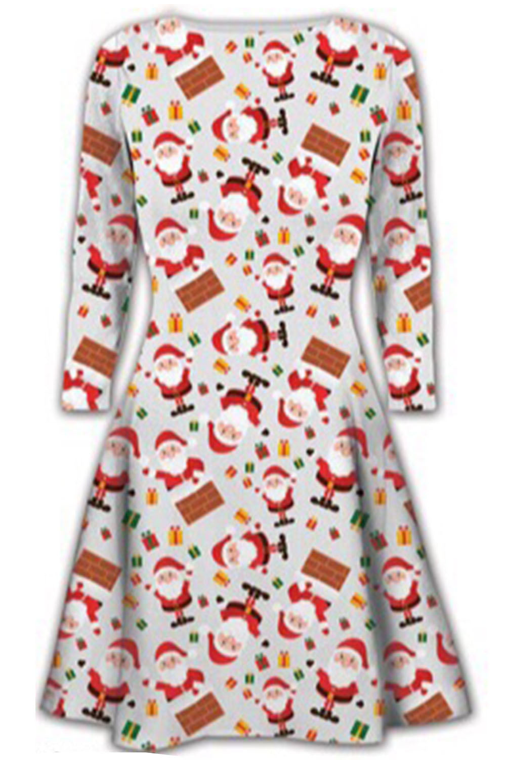 Emilia Long Sleeve Christmas Print Swing Dress