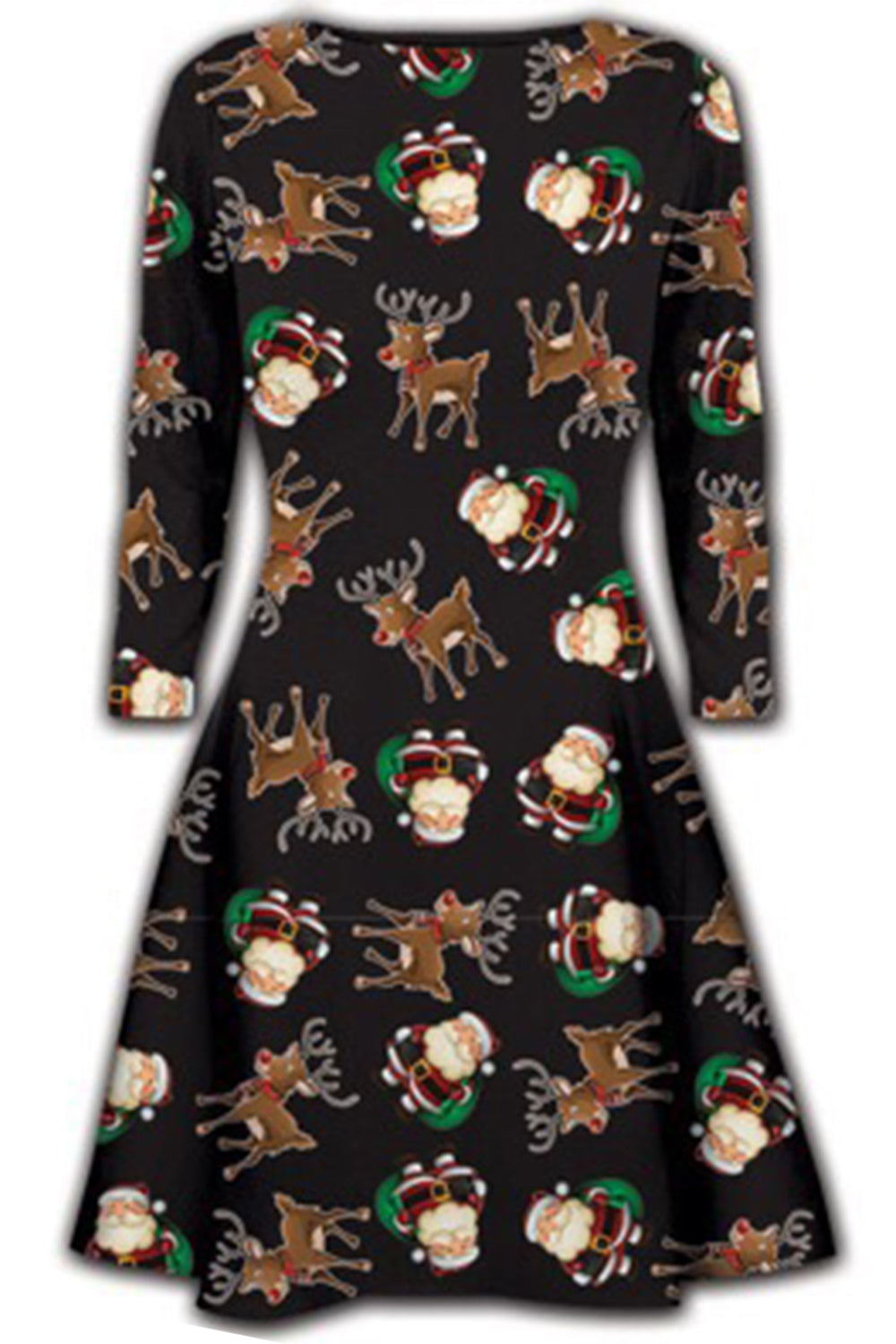 Emilia Long Sleeve Christmas Print Swing Dress