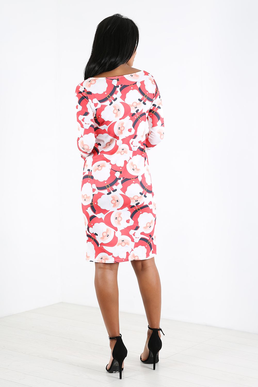 Mia Christmas Print Long Sleeve Bodycon Dress