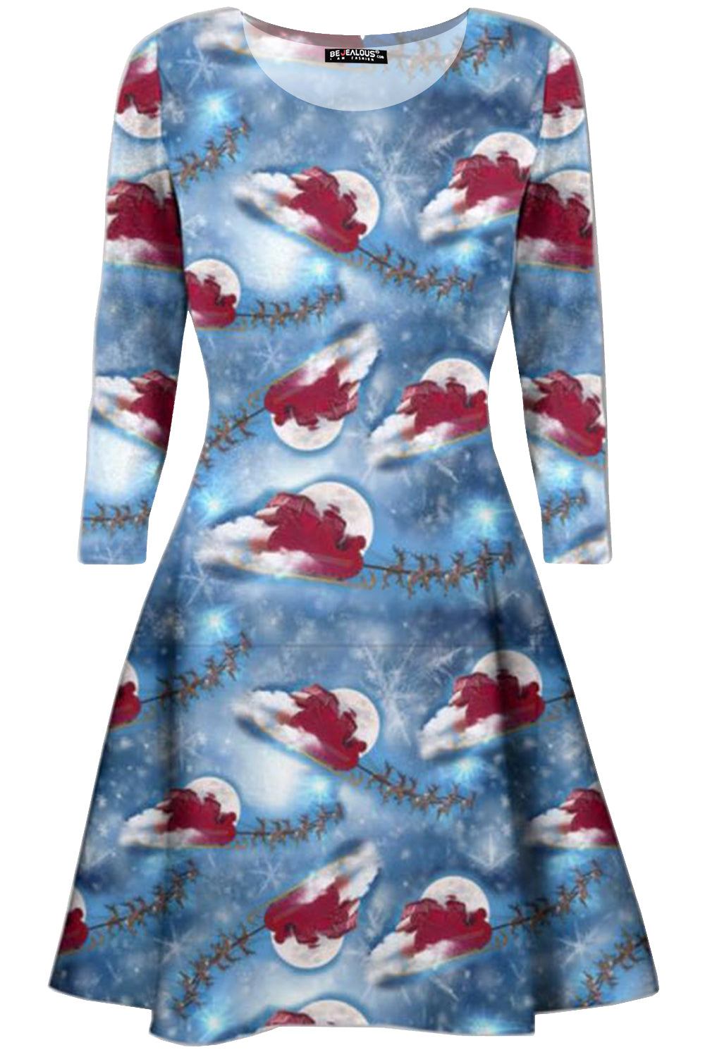 Lily Long Sleeve Christmas Print Swing Dress