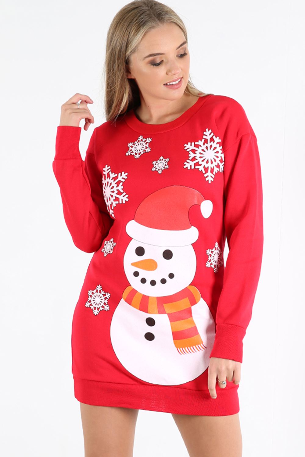 Long Sleeve Christmas Print Jumper Dress