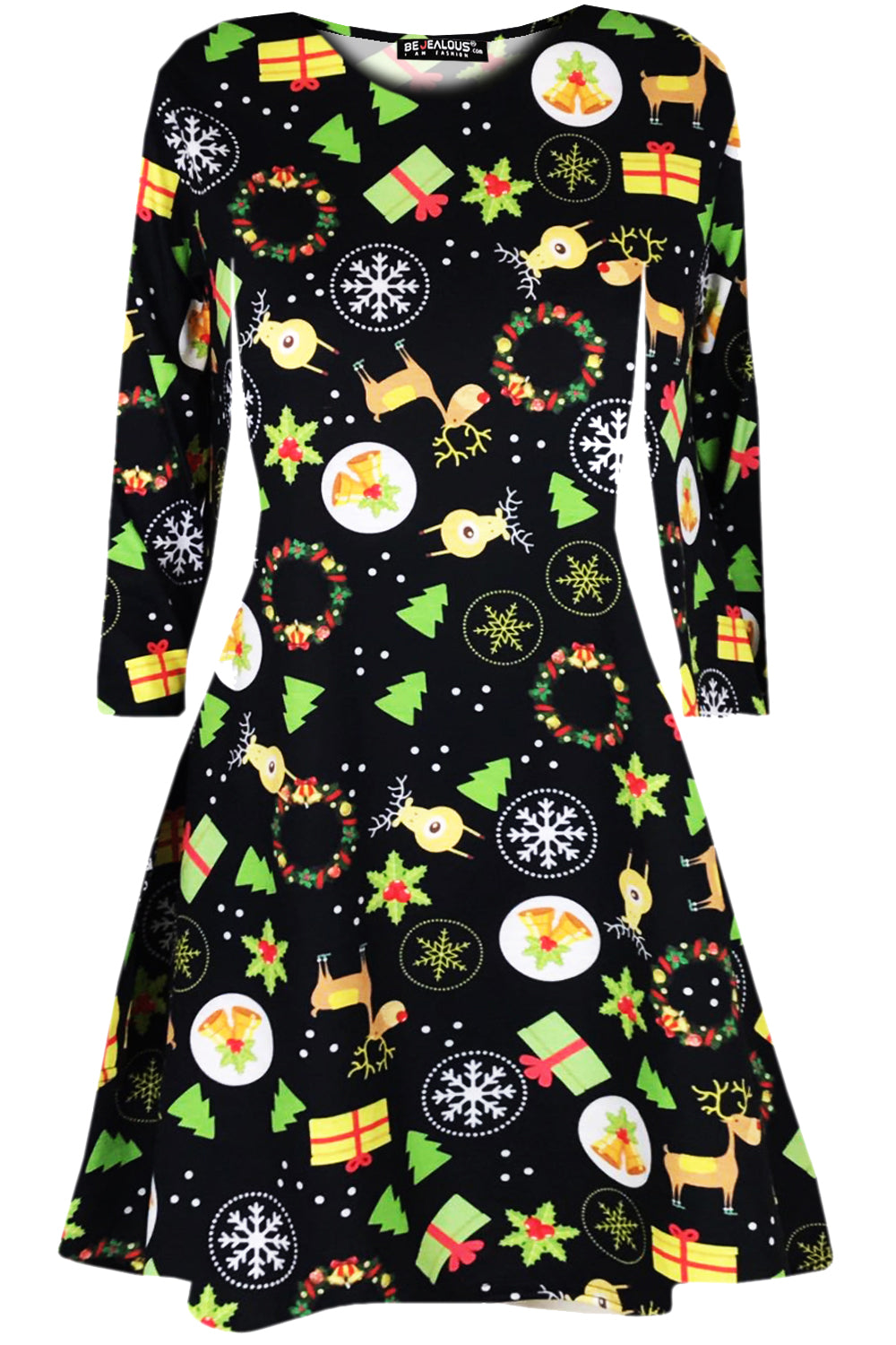 Ruby Long Sleeve Christmas Print Dress