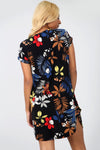 Floral Print Curved Hem Baggy Tshirt Dress - bejealous-com